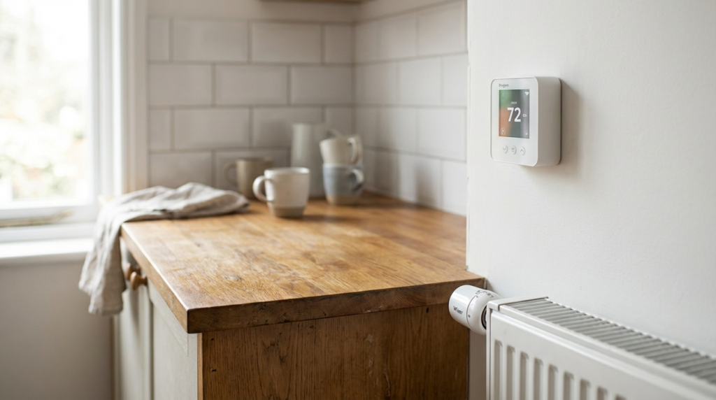 Drayton Wiser smart thermostat and TRV on a UK radiator