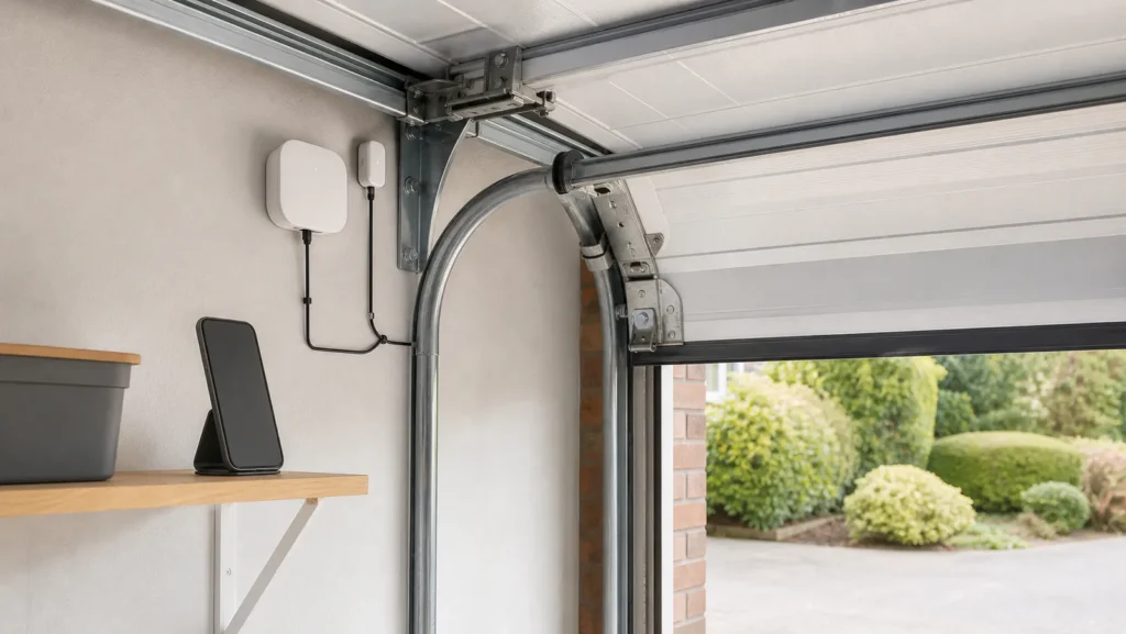 Generic smart controller and position sensor fitted beside an overhead garage door